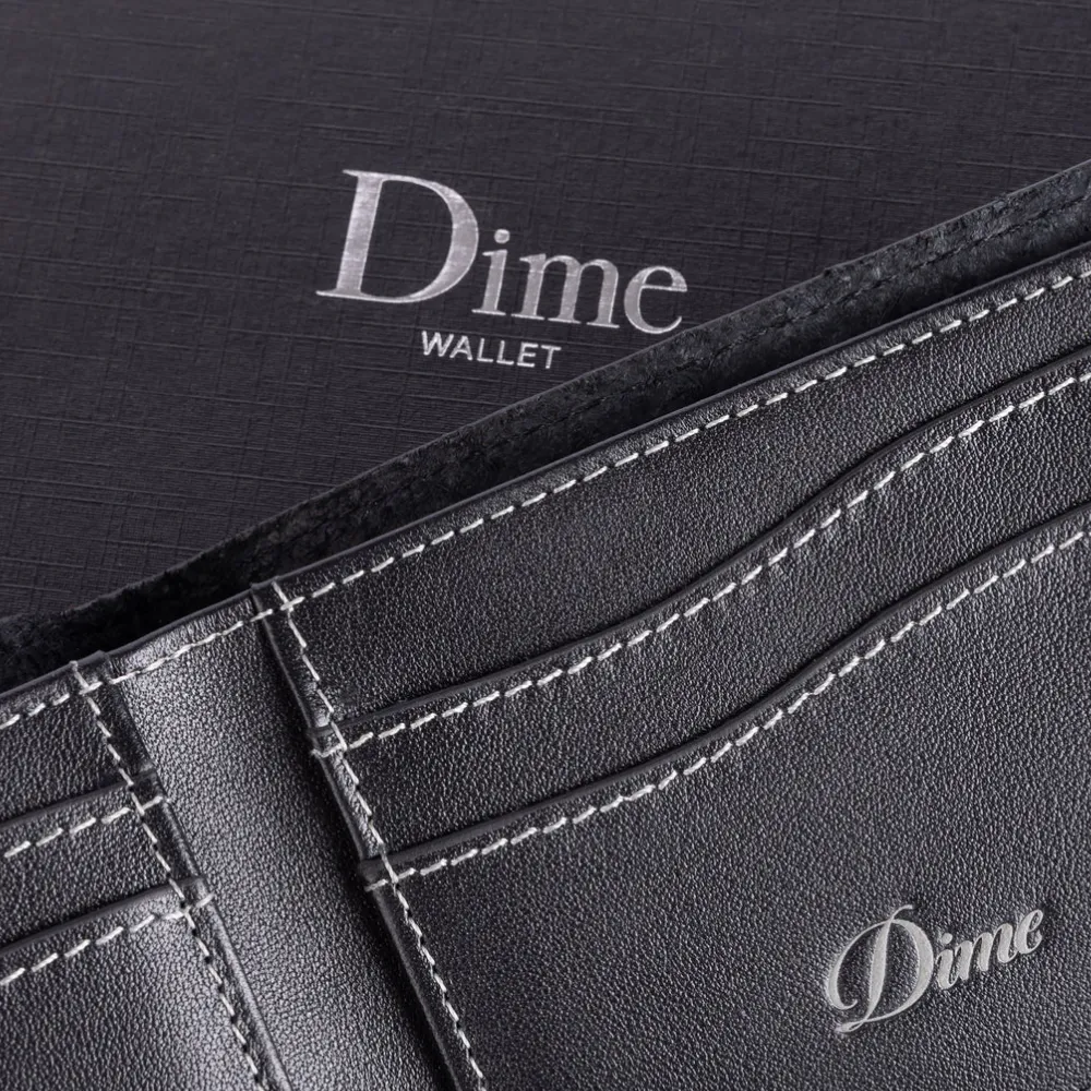 Dime MTL Cursive Leather Bifold Wallet | Black
