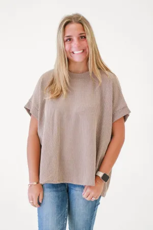 Do You Believe in Love Ribbed Top in Acorn