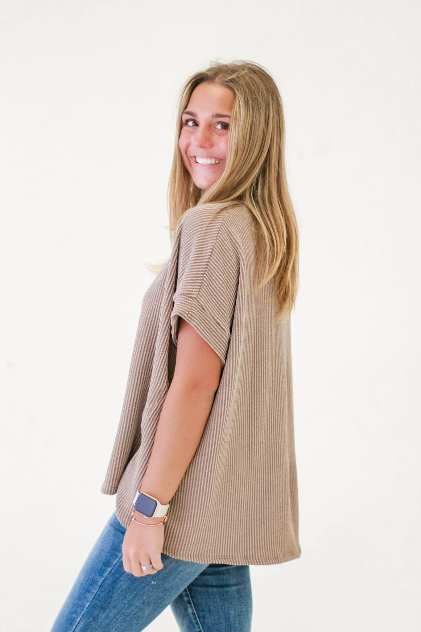 Do You Believe in Love Ribbed Top in Acorn