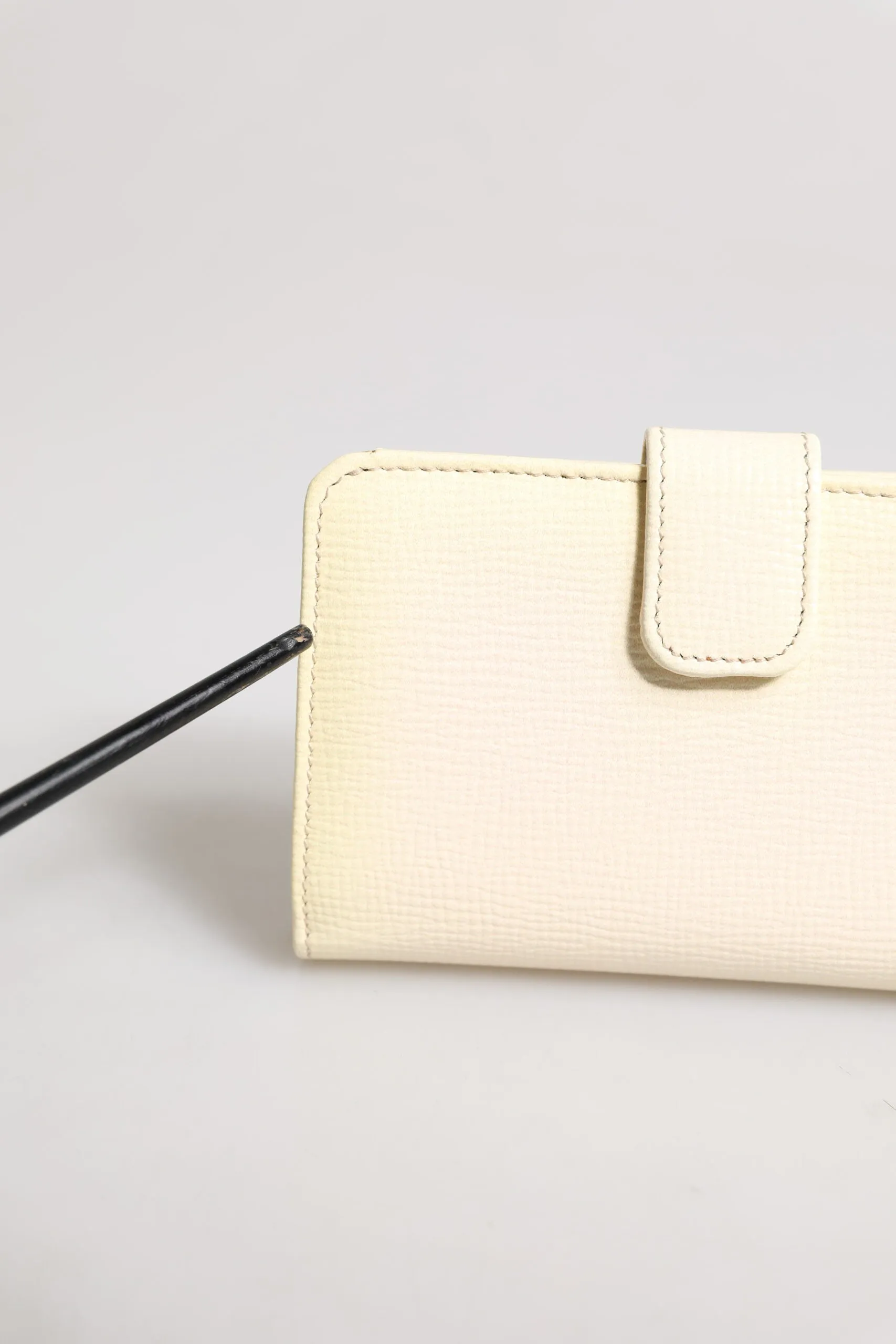 Dolce & Gabbana Ivory Calf Leather Compact Logo Plaque Card Holder Wallet
