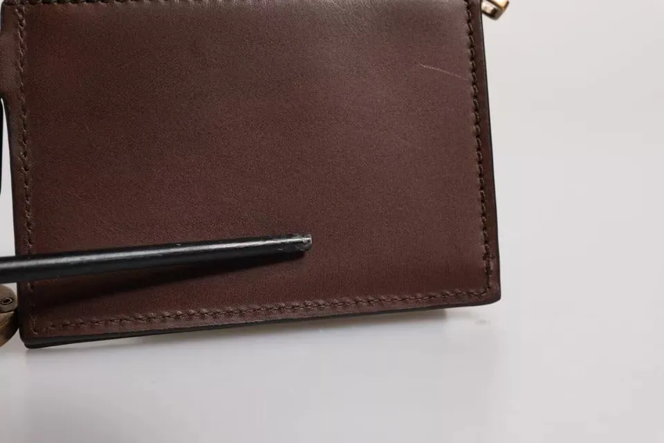 Dolce&Gabbana Women Brown Card Holder 100% Leather Logo Casual Coin Purse Wallet