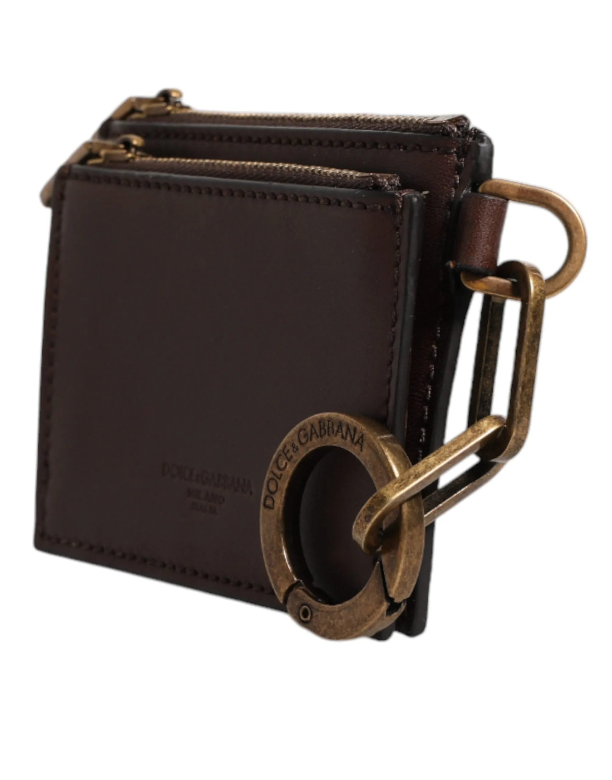 Dolce&Gabbana Women Brown Card Holder 100% Leather Logo Casual Coin Purse Wallet