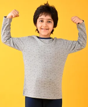 DOTTED GREY LONG SLEEVES T-SHIRT - GREY