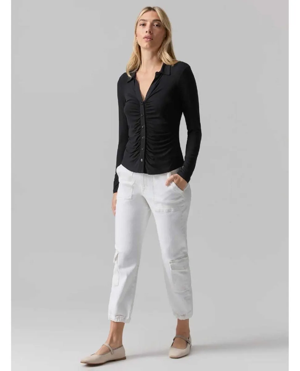 Dreamgirl Button-Up Top Black