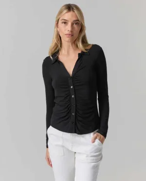 Dreamgirl Button-Up Top Black