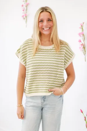 Dreaming of Paradise Crochet Top in Light Olive