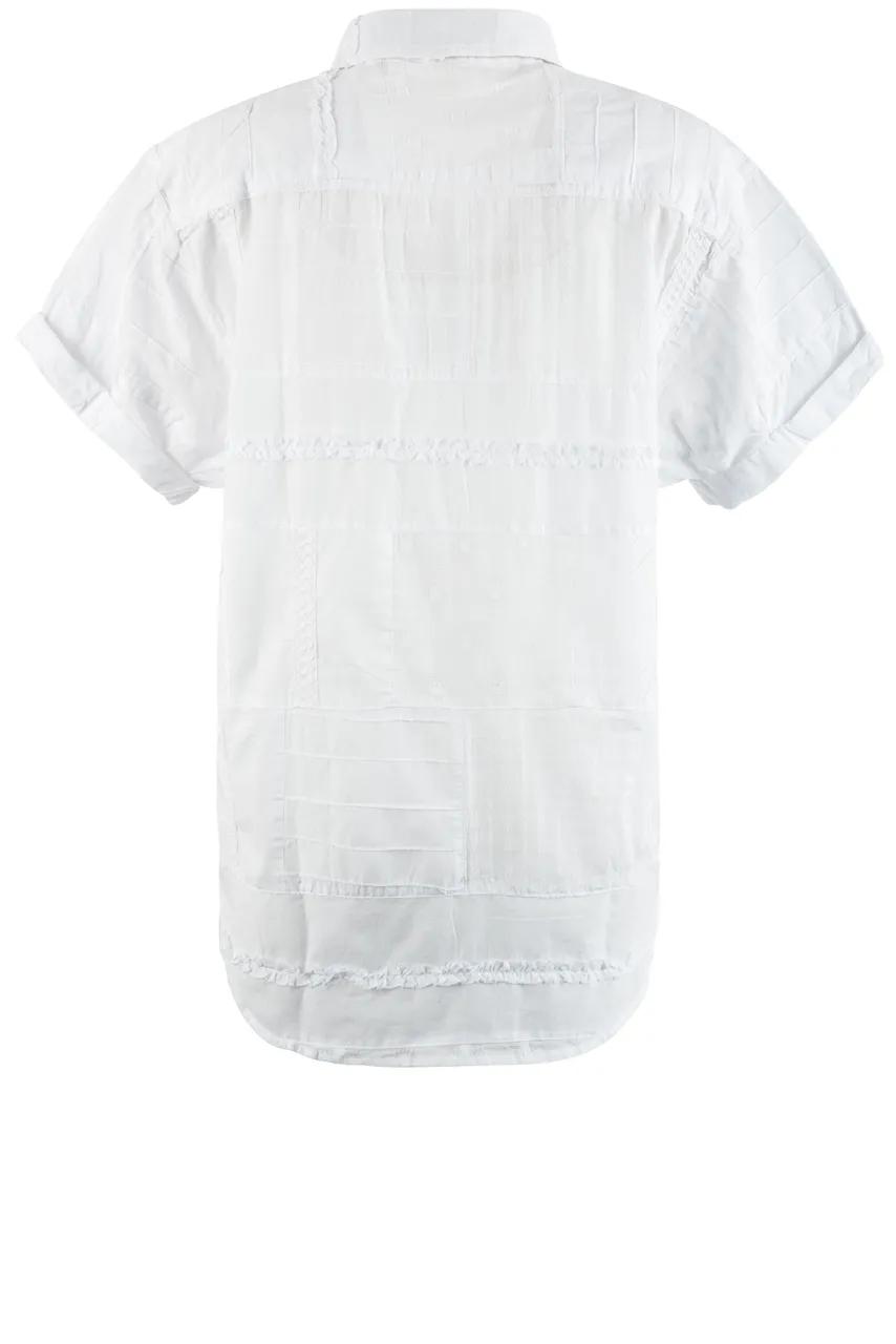 Dylan White Patchwork Button Down-Short