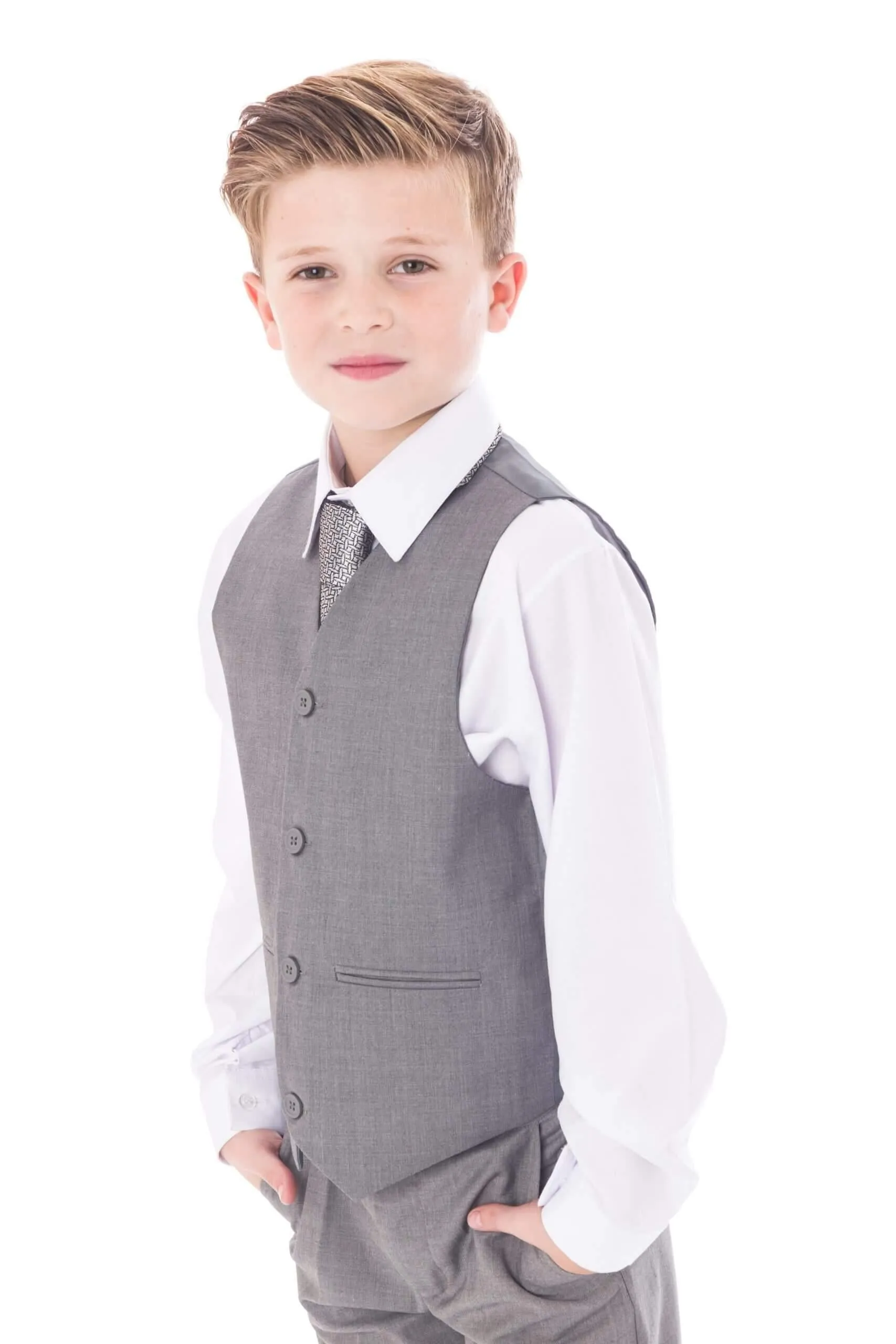 Edward - Light Grey 5 Piece Boys Suit