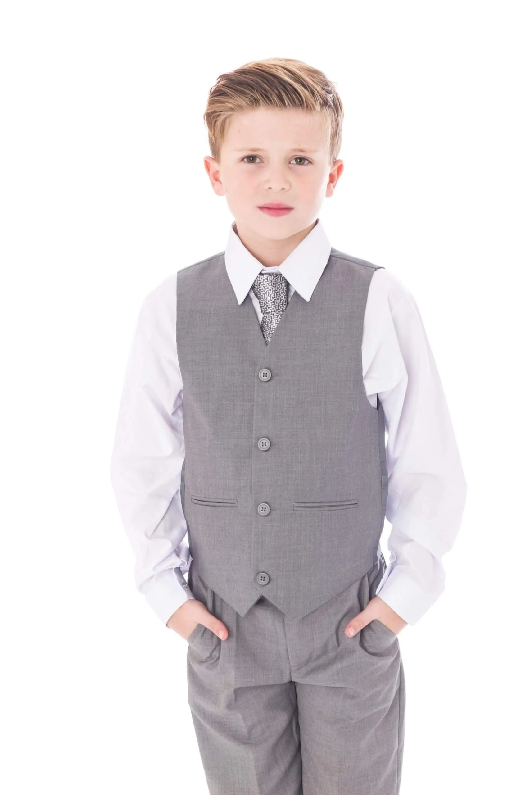 Edward - Light Grey 5 Piece Boys Suit
