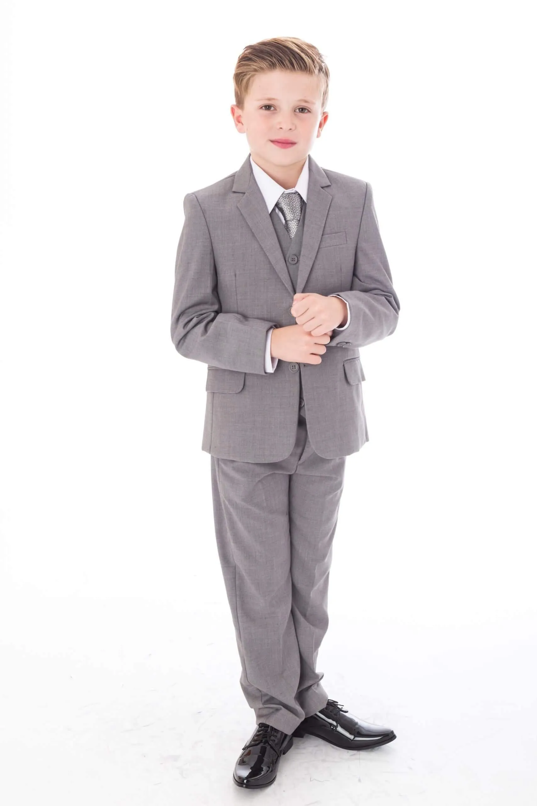 Edward - Light Grey 5 Piece Boys Suit