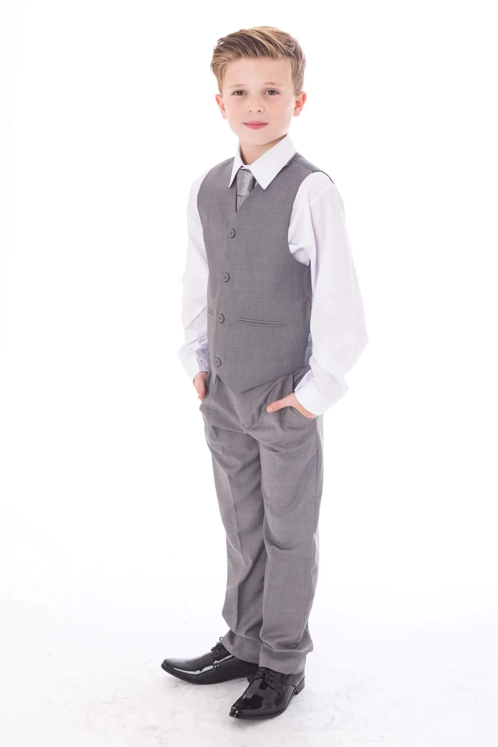 Edward - Light Grey 5 Piece Boys Suit