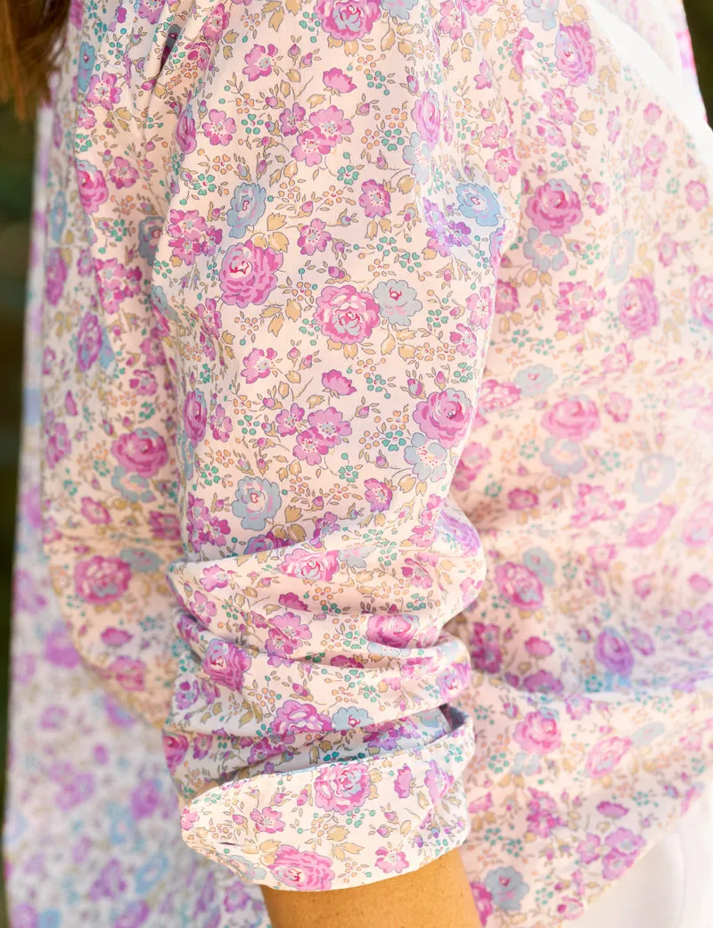 Eileen Relaxed Button-Up - Blue and Pink Floral