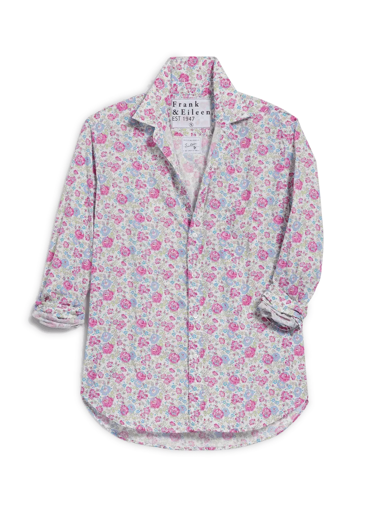 Eileen Relaxed Button-Up - Blue and Pink Floral