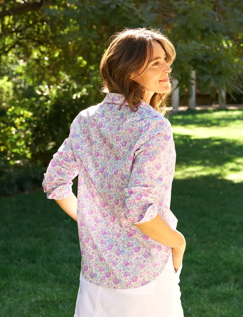 Eileen Relaxed Button-Up - Blue and Pink Floral