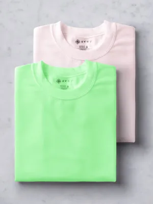 Electric Mint & Soft Pink T shirt Combo