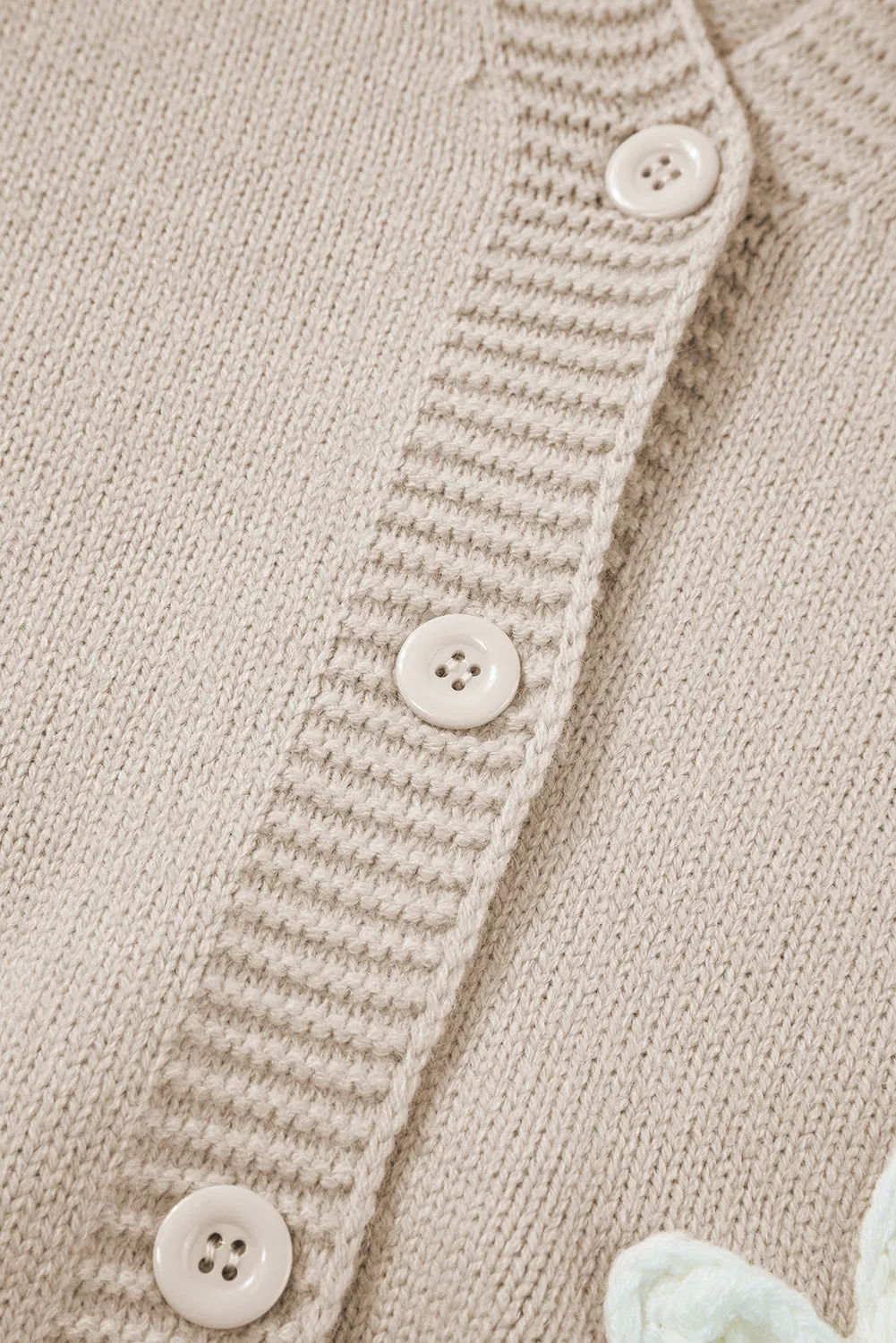 Elegant Flower Decor Button Front Cardigan