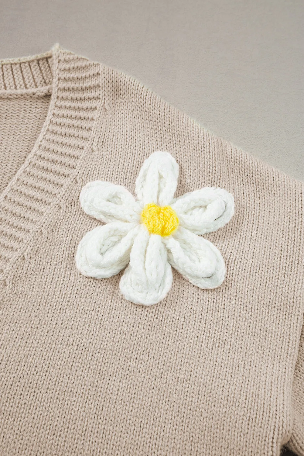 Elegant Flower Decor Button Front Cardigan