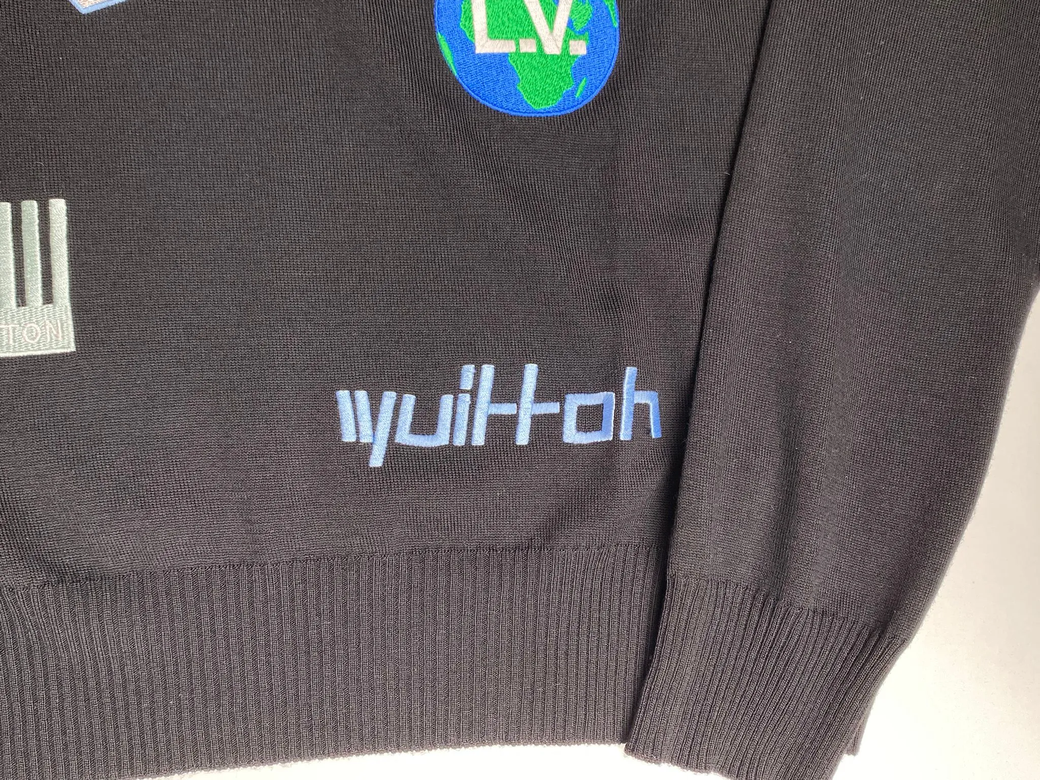 Embroidered Multi Logo Crewneck