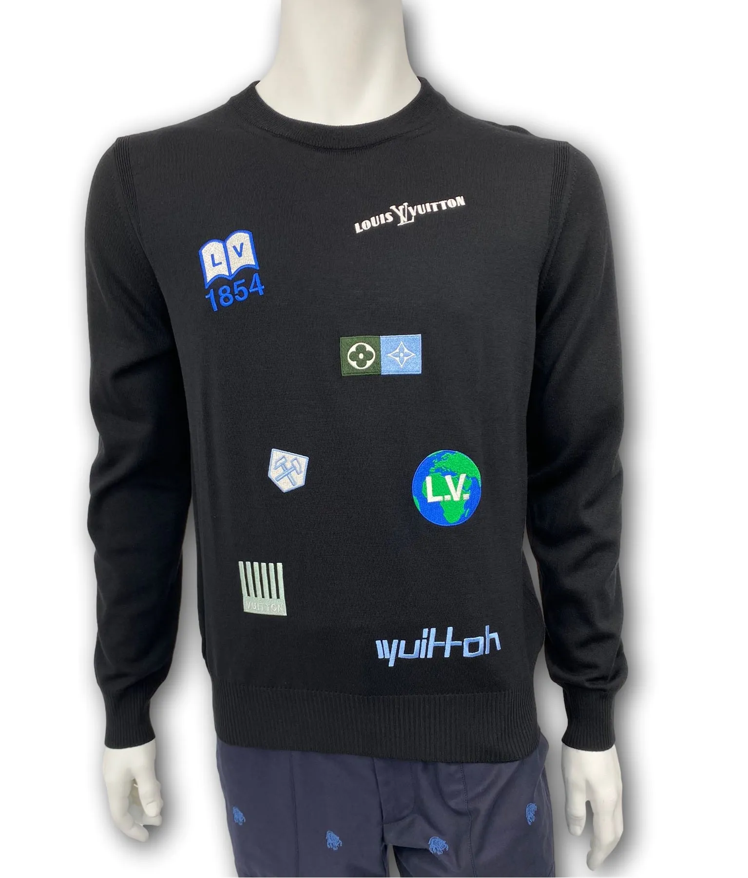 Embroidered Multi Logo Crewneck