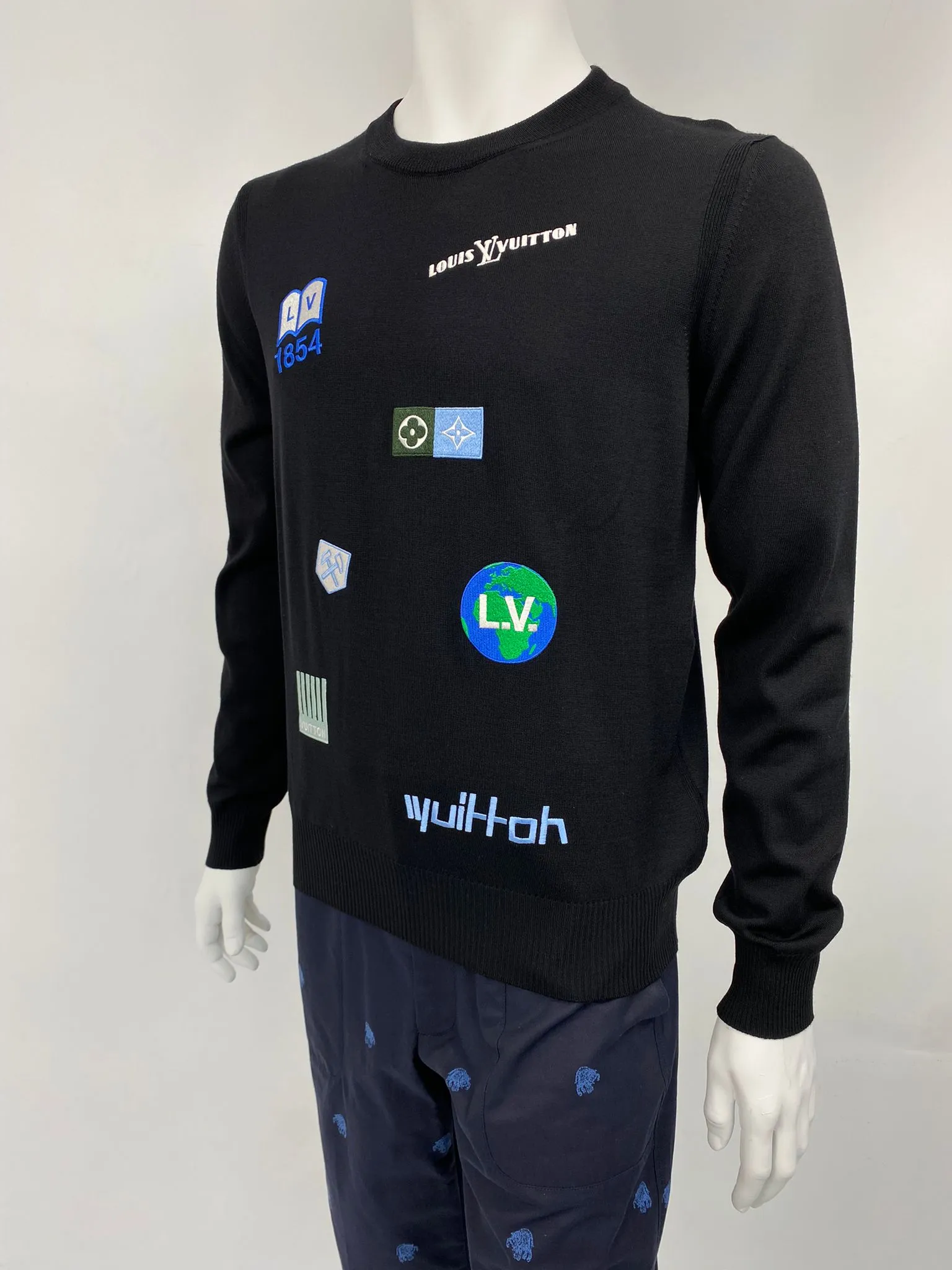 Embroidered Multi Logo Crewneck