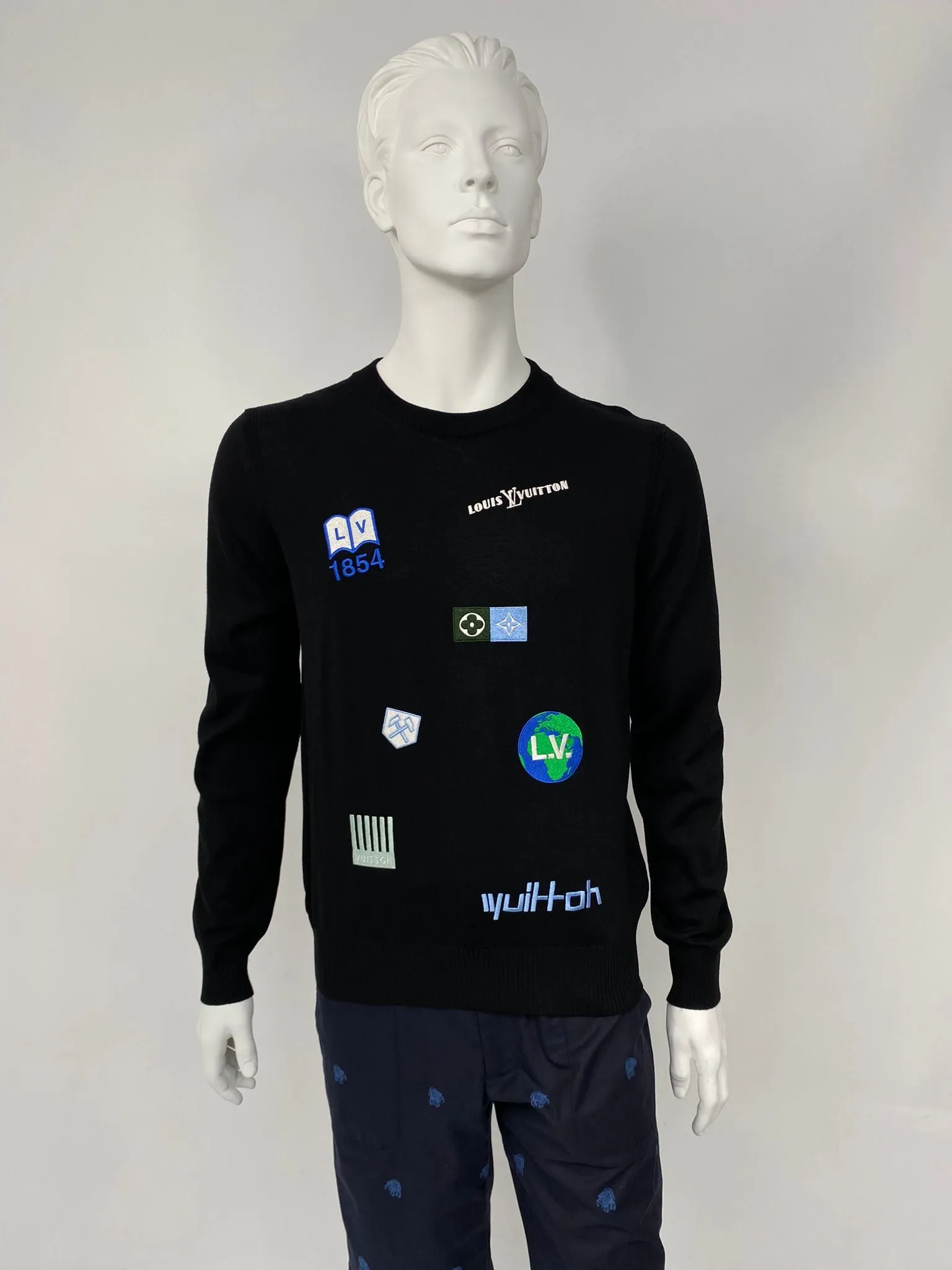 Embroidered Multi Logo Crewneck
