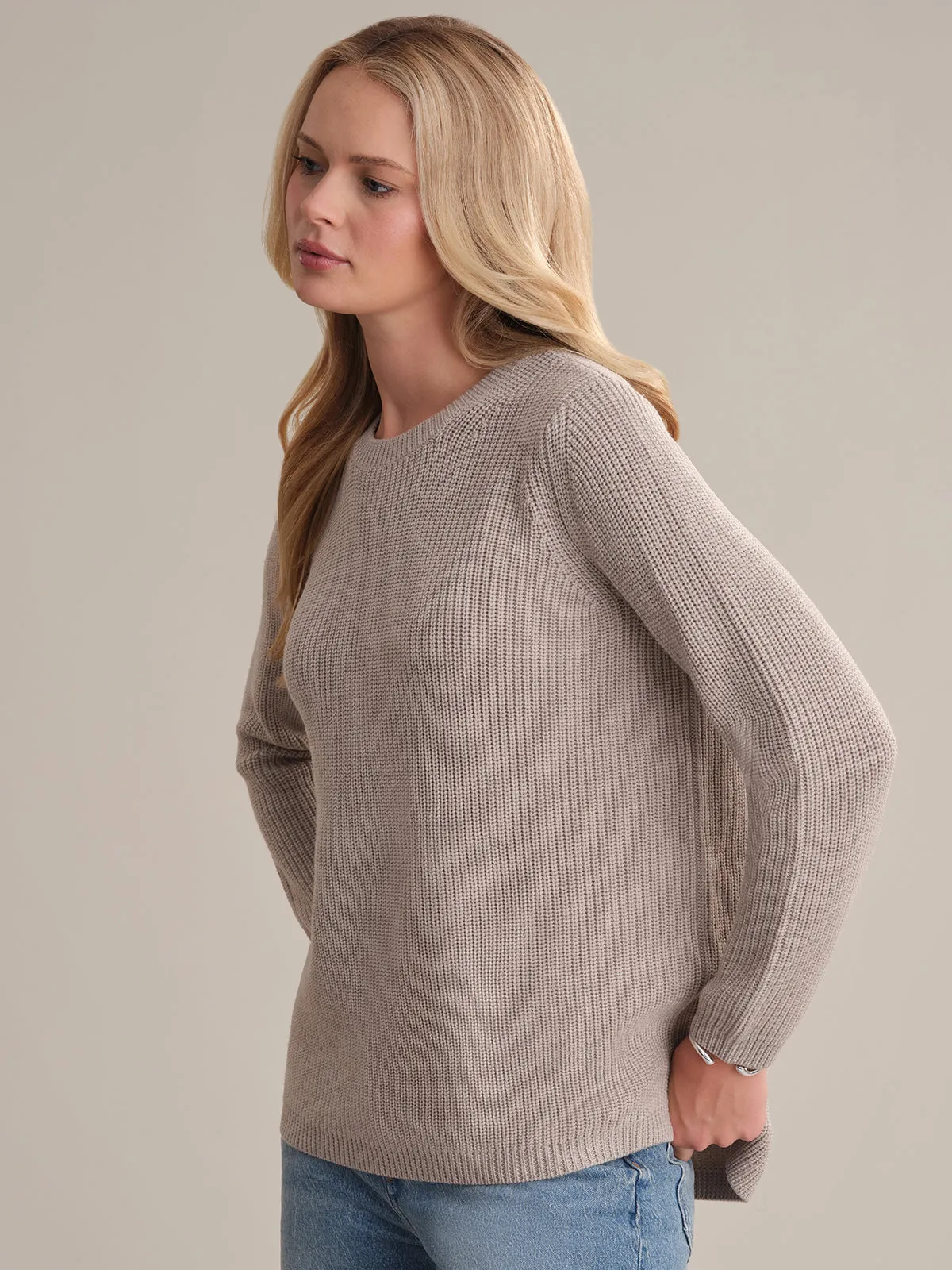 Emma: Wool Crewneck Shaker Stitch Sweater