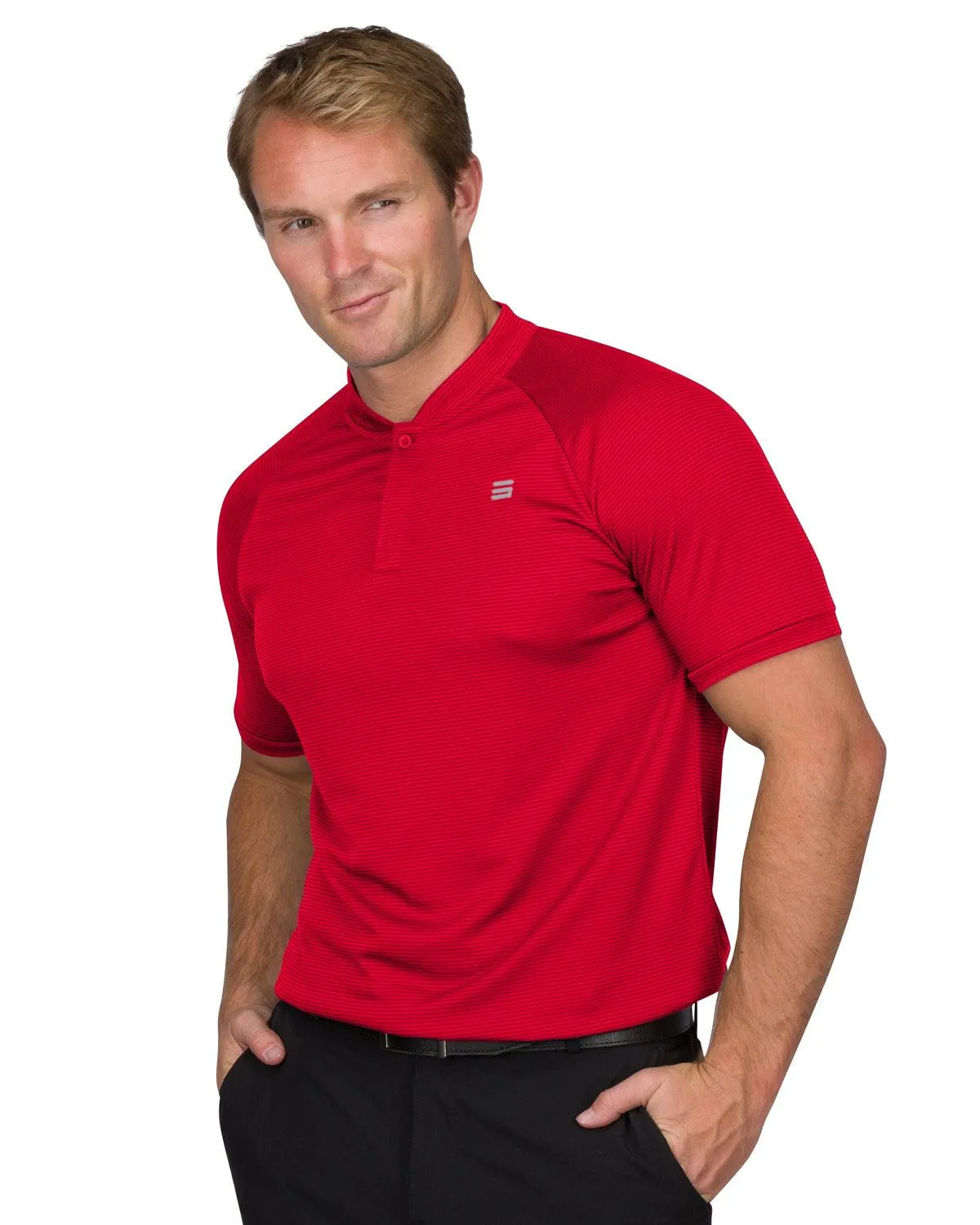 Extreme Deal - Men's Thin-Striped Collarless Golf Polos
