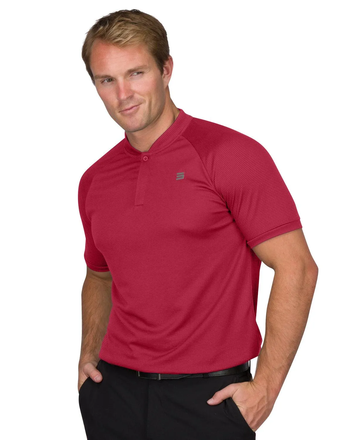 Extreme Deal - Men's Thin-Striped Collarless Golf Polos