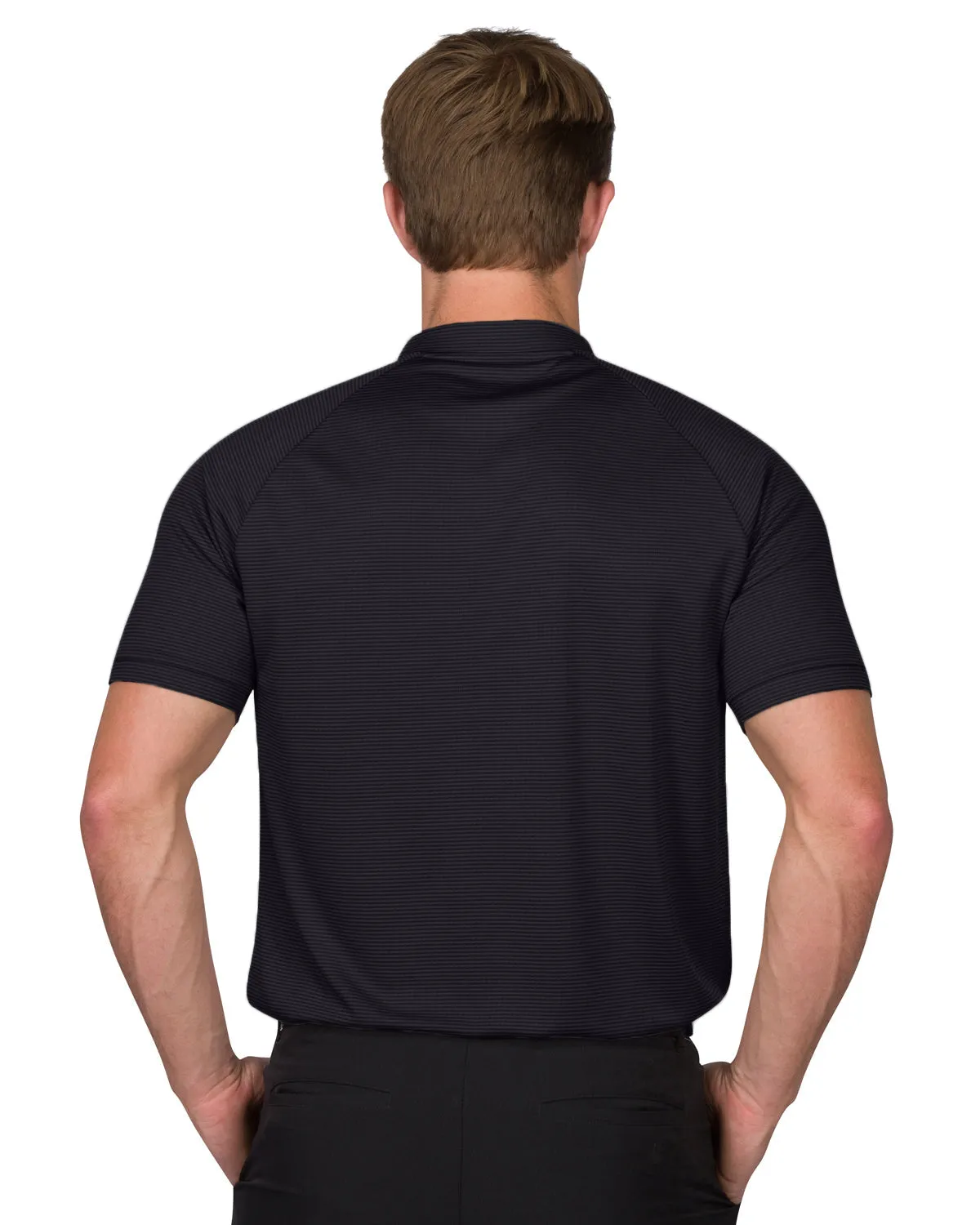 EXTREME DEAL - MEN'S THIN-STRIPED COLLARLESS GOLF POLOS