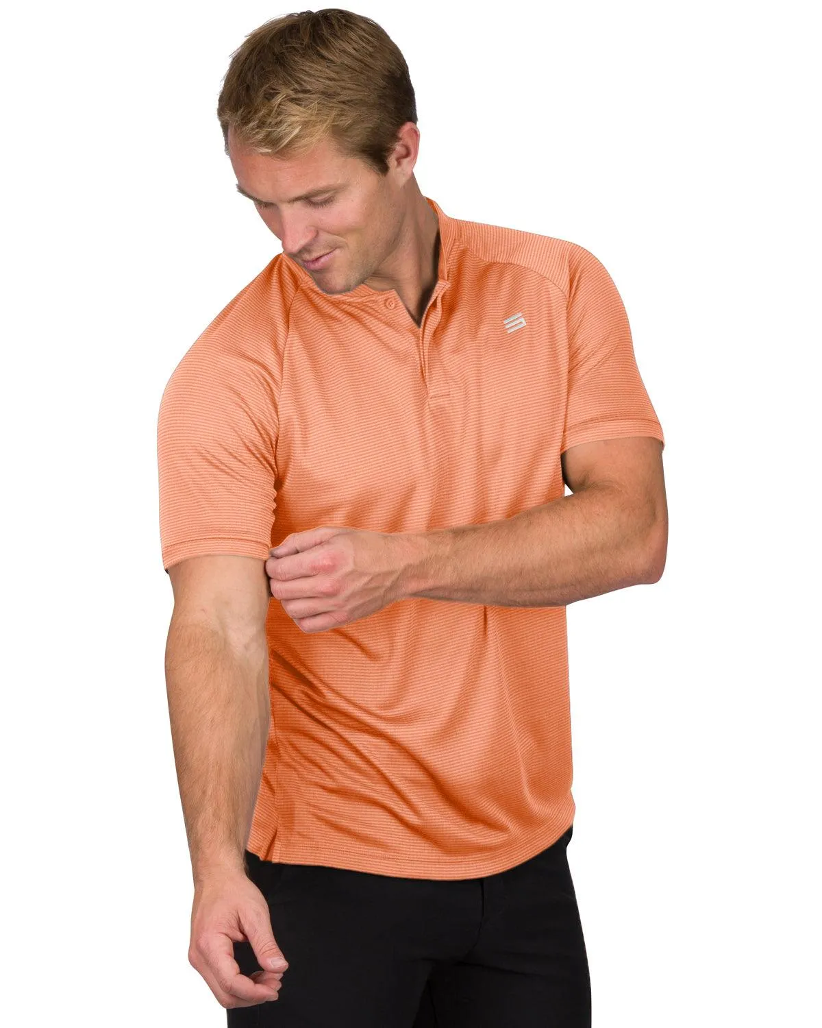 Extreme Deal - Men's Thin-Striped Collarless Golf Polos