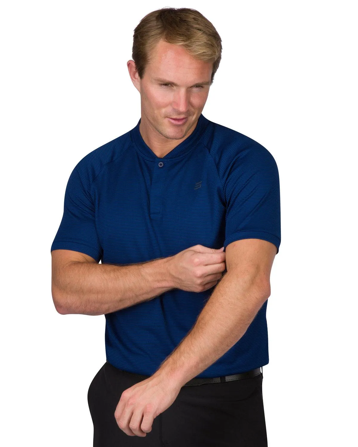 Extreme Deal - Men's Thin-Striped Collarless Golf Polos
