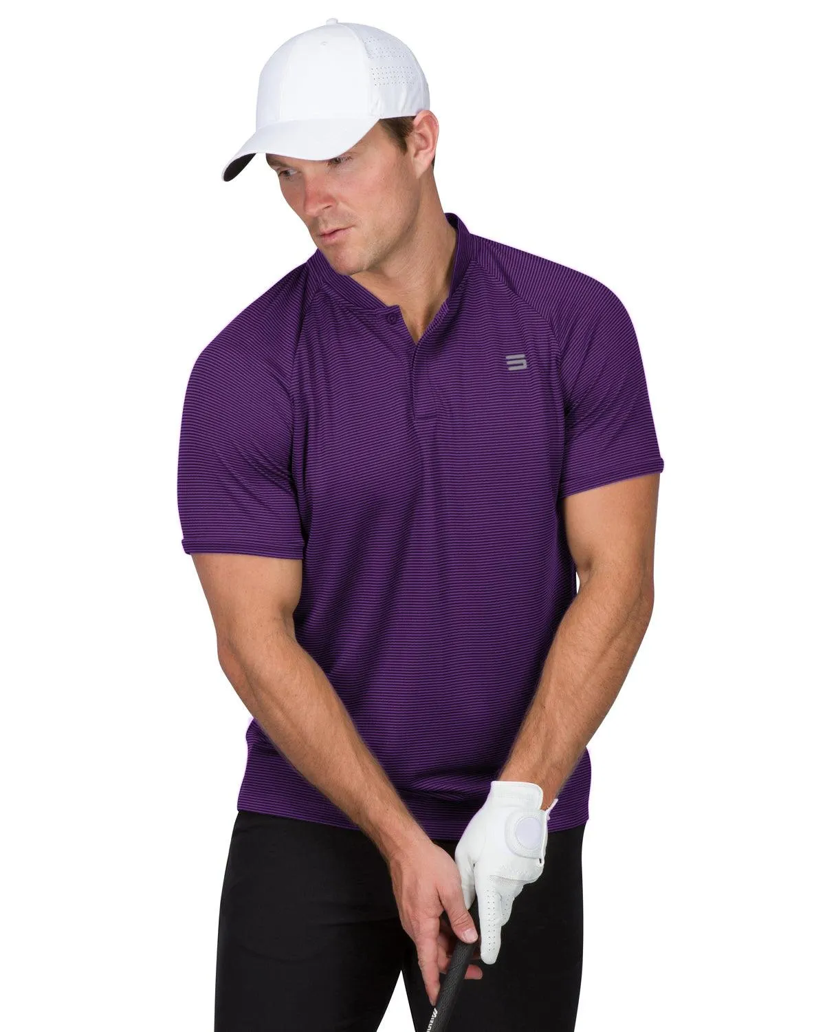 Extreme Deal - Men's Thin-Striped Collarless Golf Polos