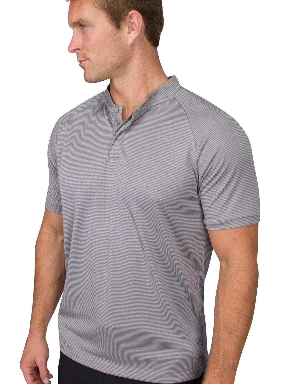 Extreme Deal - Men's Thin-Striped Collarless Golf Polos