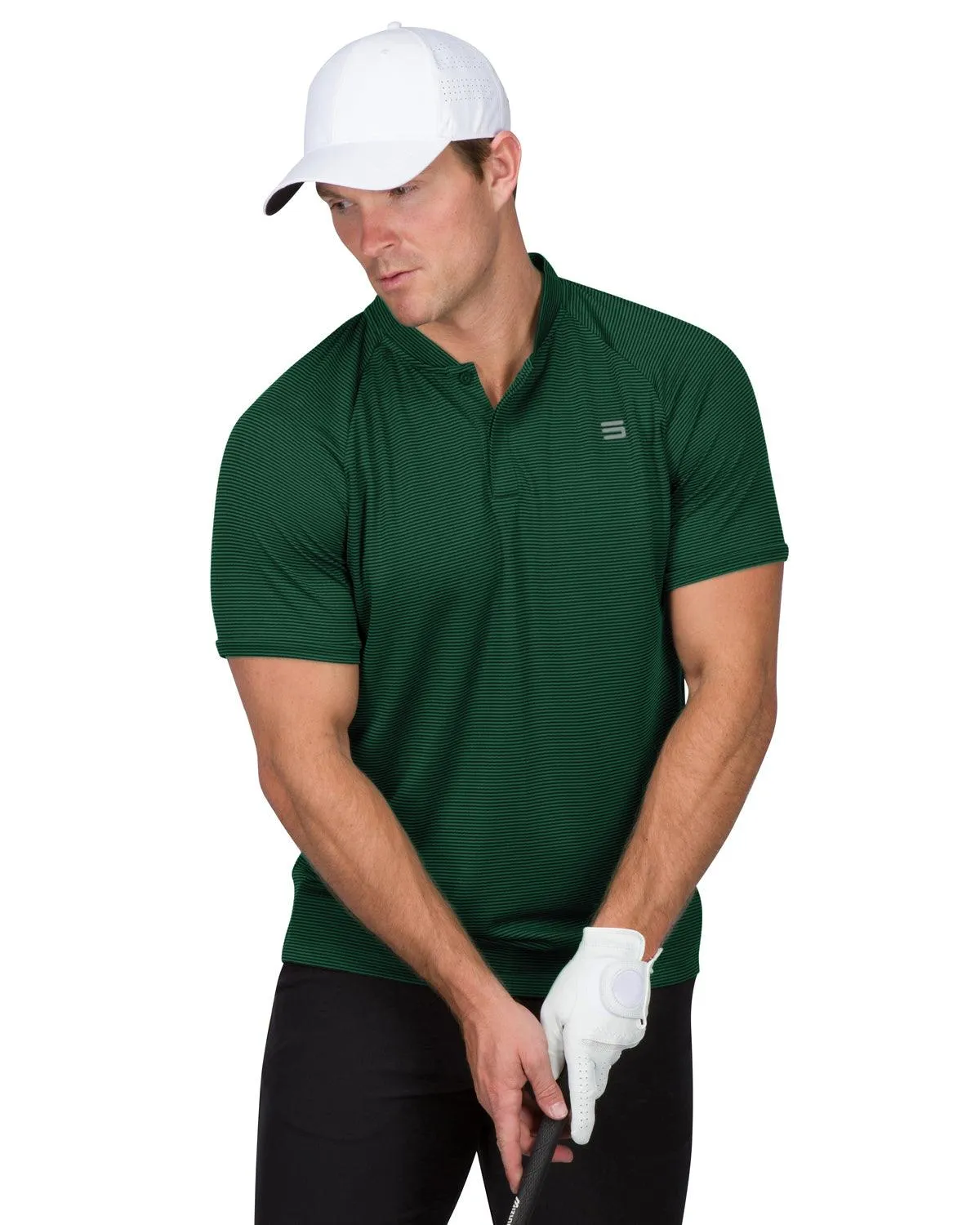 Extreme Deal - Men's Thin-Striped Collarless Golf Polos