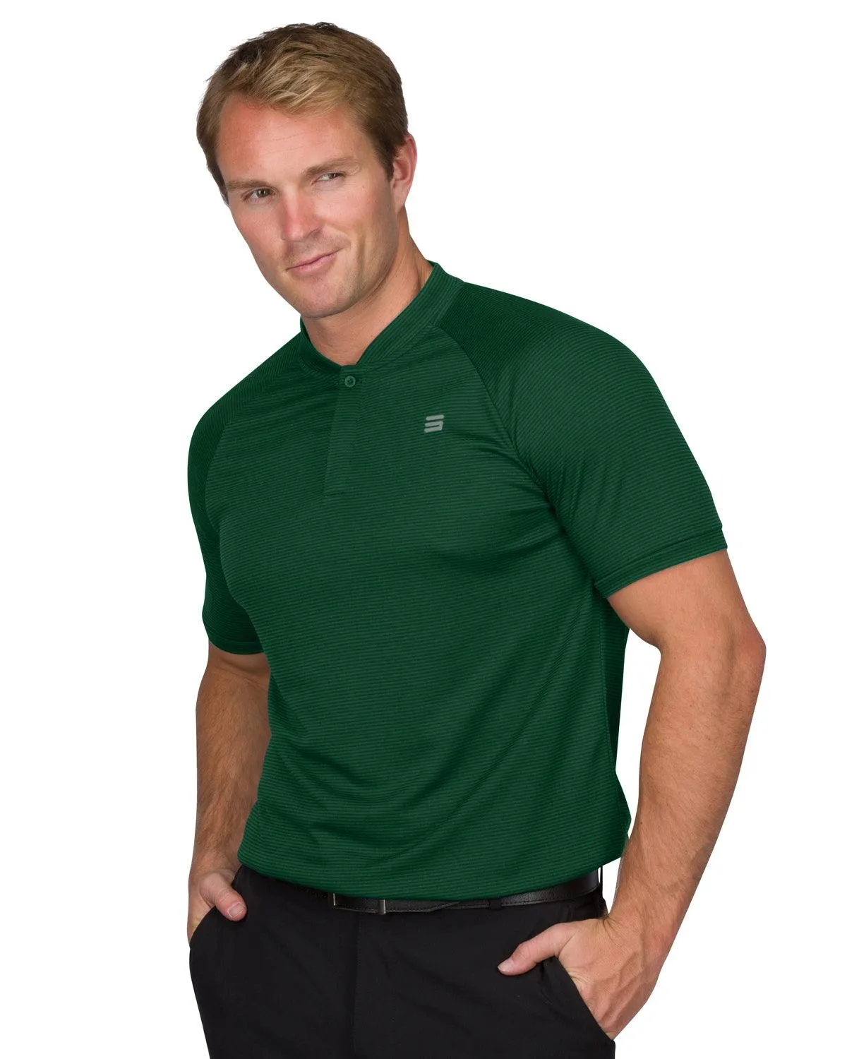 Extreme Deal - Men's Thin-Striped Collarless Golf Polos