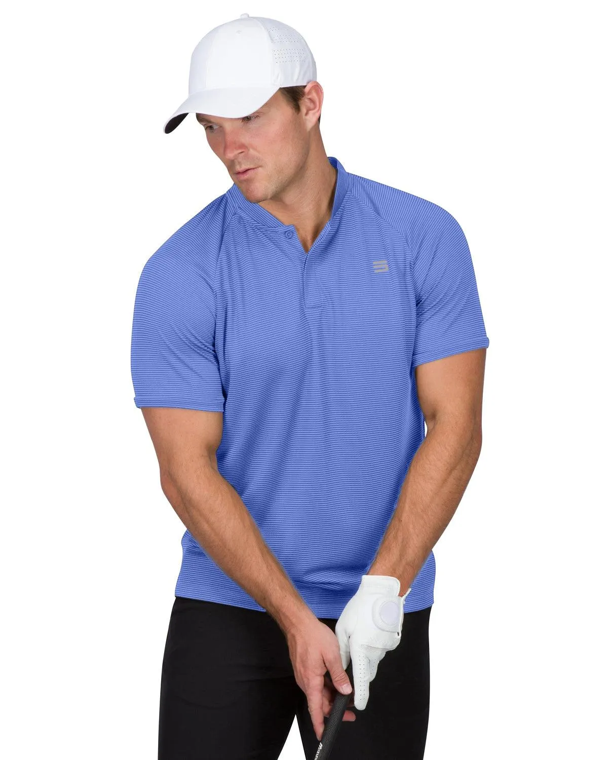 Extreme Deal - Men's Thin-Striped Collarless Golf Polos