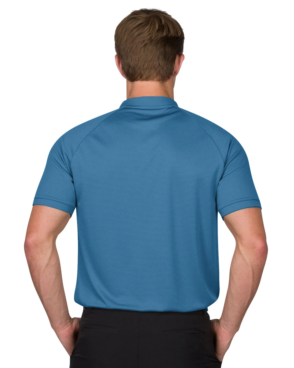 EXTREME DEAL - MEN'S THIN-STRIPED COLLARLESS GOLF POLOS