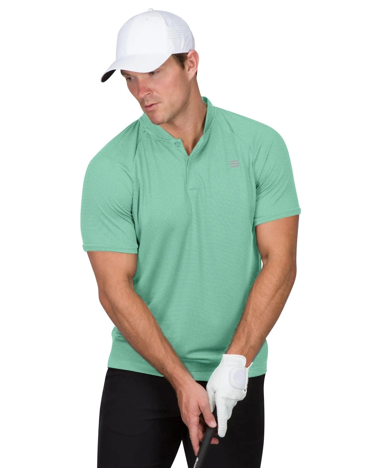 Extreme Deal - Men's Thin-Striped Collarless Golf Polos