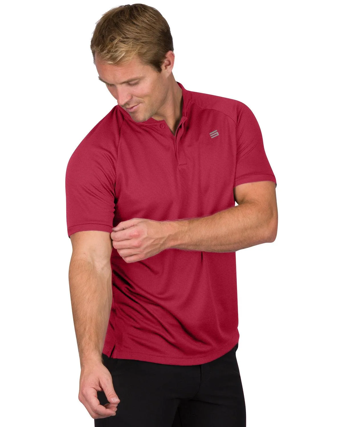 Extreme Deal - Men's Thin-Striped Collarless Golf Polos