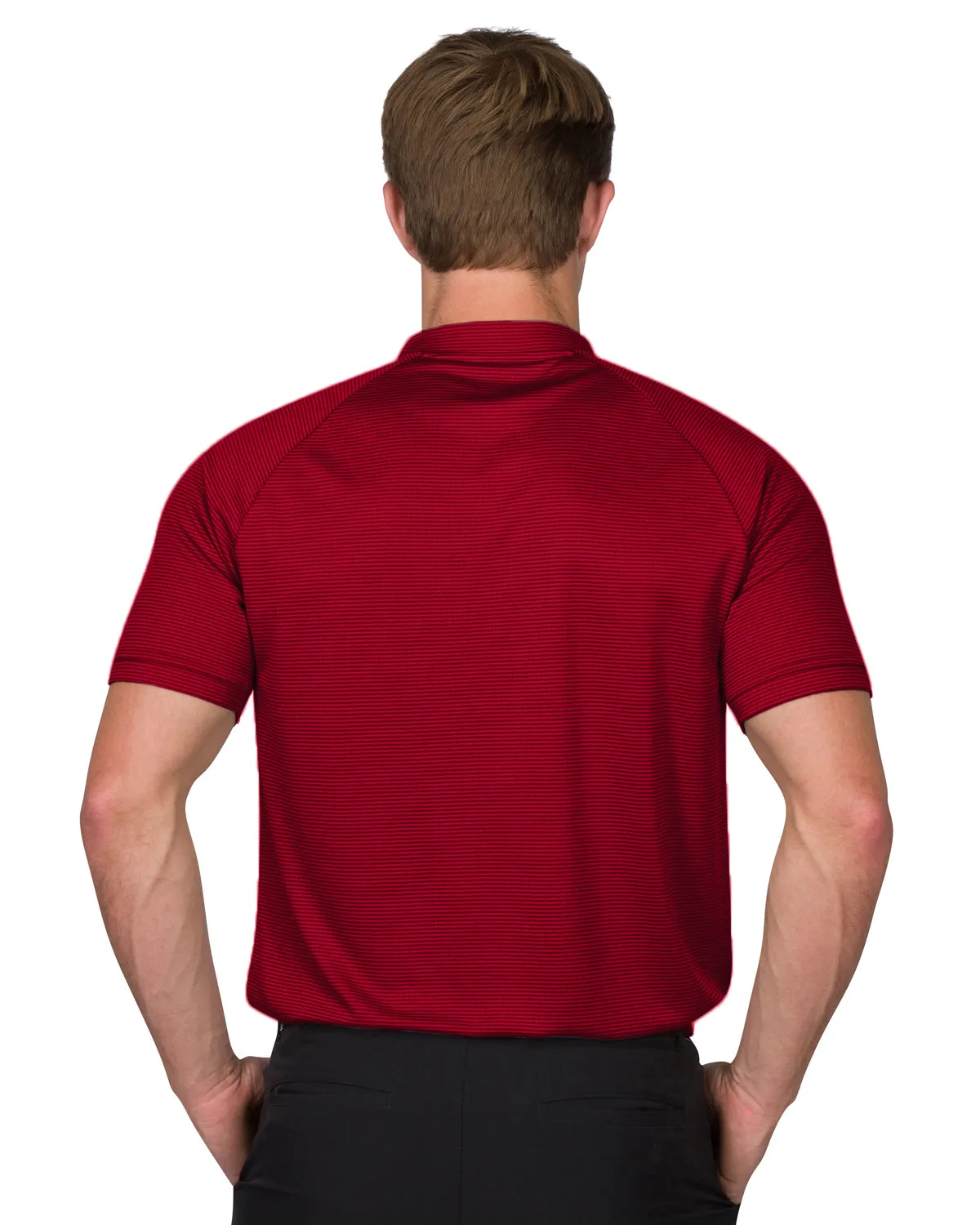 EXTREME DEAL - MEN'S THIN-STRIPED COLLARLESS GOLF POLOS