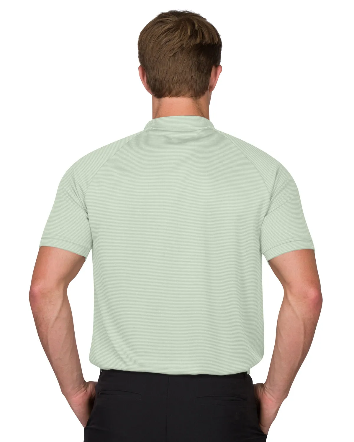 EXTREME DEAL - MEN'S THIN-STRIPED COLLARLESS GOLF POLOS