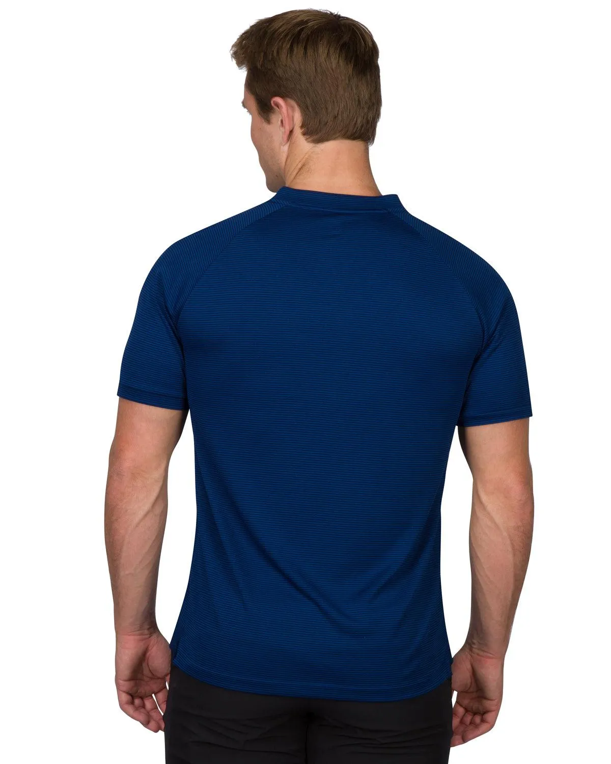 Extreme Deal - Men's Thin-Striped Collarless Golf Polos