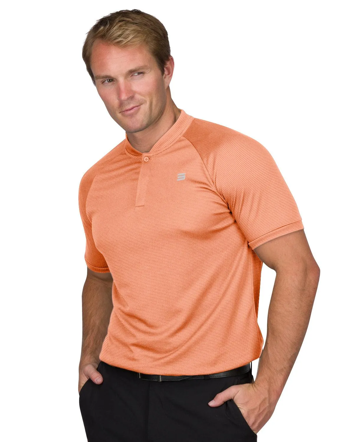Extreme Deal - Men's Thin-Striped Collarless Golf Polos
