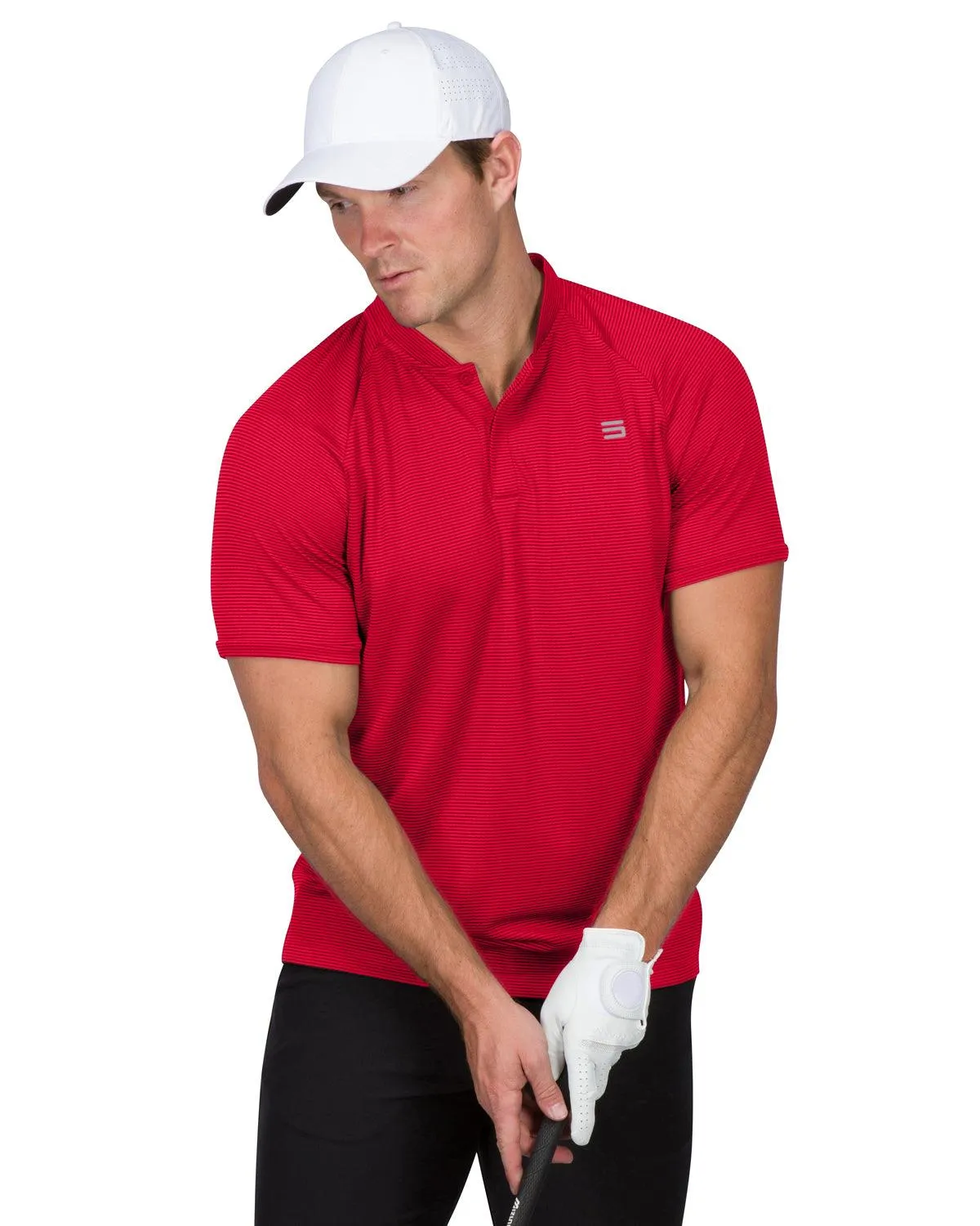 Extreme Deal - Men's Thin-Striped Collarless Golf Polos