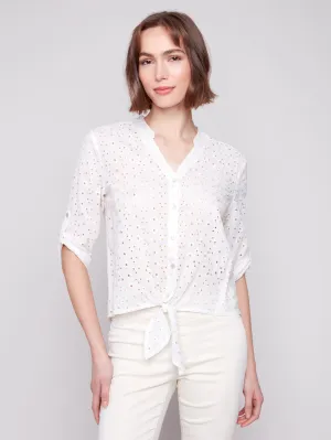 EYELET BUTTON UP TOP