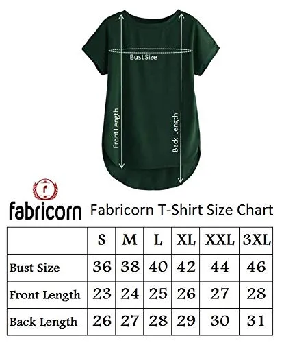 Fabricorn Plain Bottle Green High Low Hem Cotton Tshirt for Women (Bottle Green, Small)