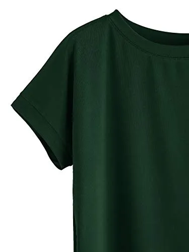 Fabricorn Plain Bottle Green High Low Hem Cotton Tshirt for Women (Bottle Green, Small)