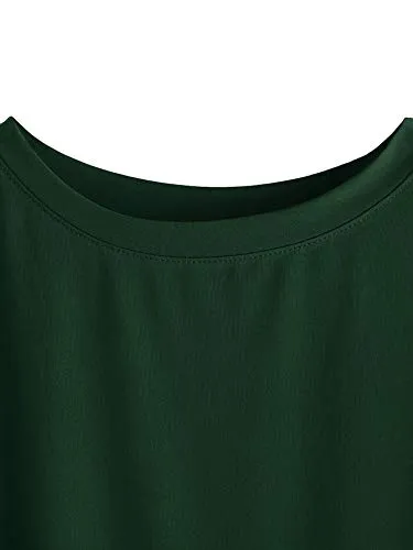 Fabricorn Plain Bottle Green High Low Hem Cotton Tshirt for Women (Bottle Green, Small)