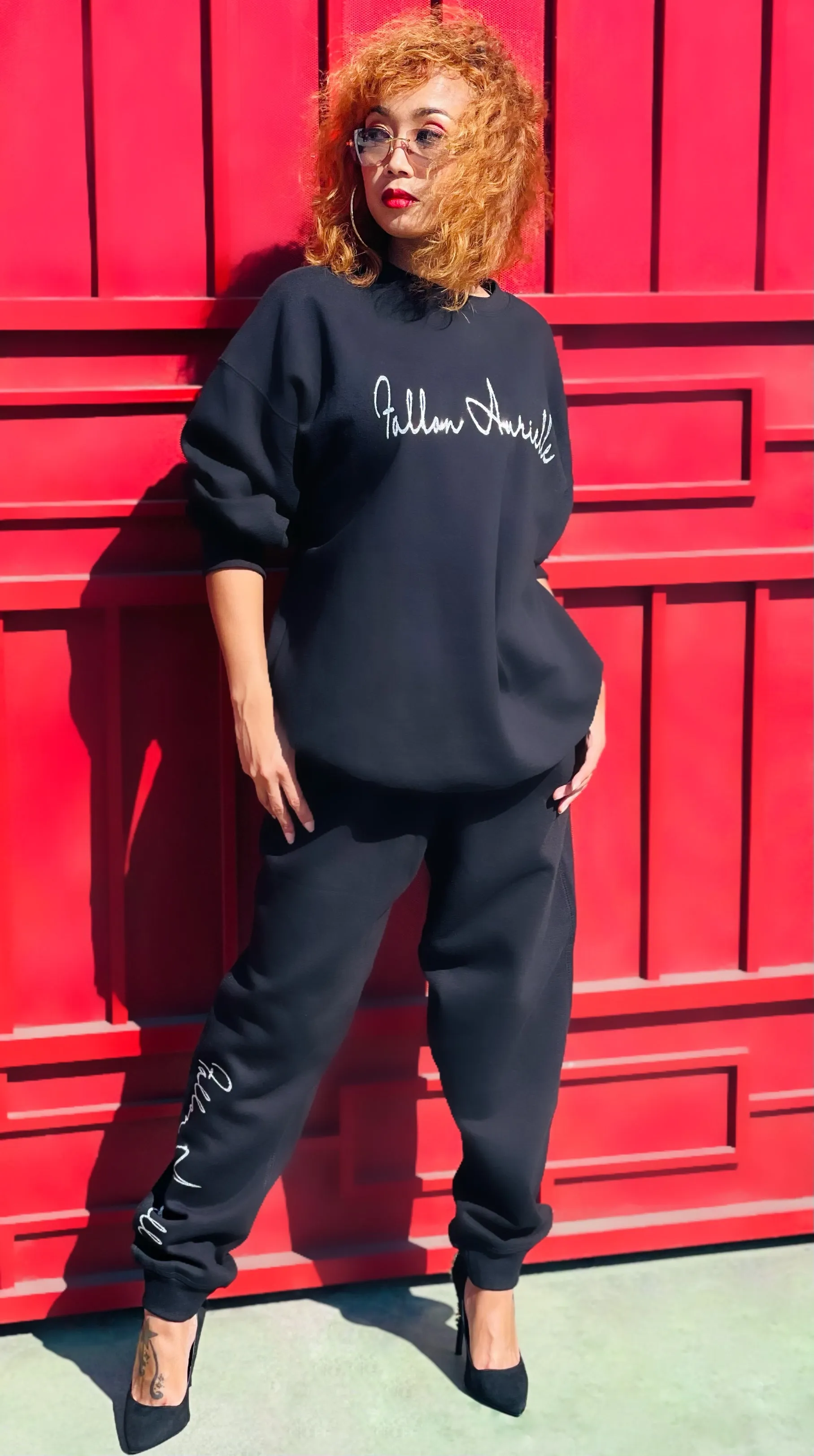 Fallon Aurielle Unisex Signature Classic Crewneck Sweater (Black & Silver)