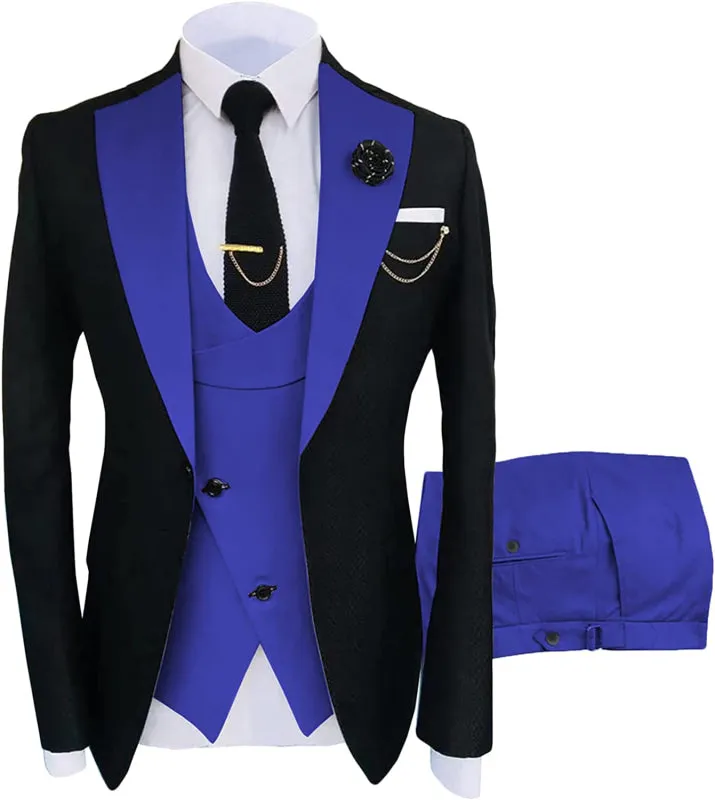 Fancy Violet Shawl Lapel Three Pieces Prom Suits Slim Fit One Button Business Suits